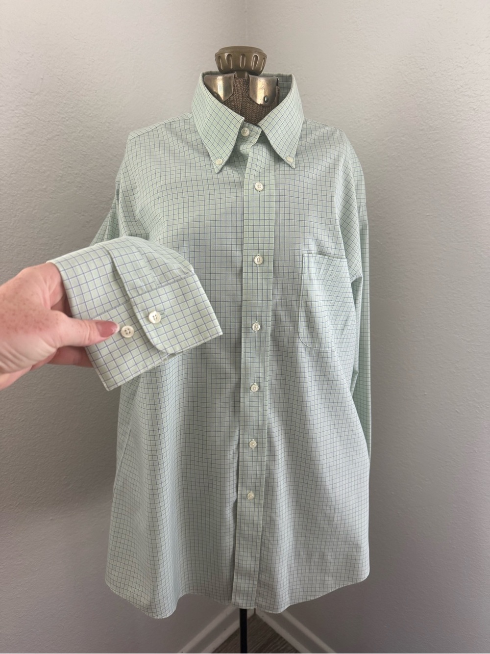Men's Brooks Brothers Green Check Button-Down Dress Shirt